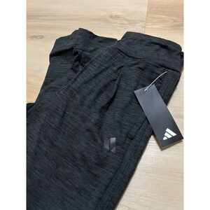 NWT Adidas Girls 3 Striped Cuffed Melange Jogger Pants Grey/Black Sz Small 7/8